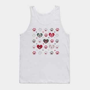 Red heart and paw prints Tank Top